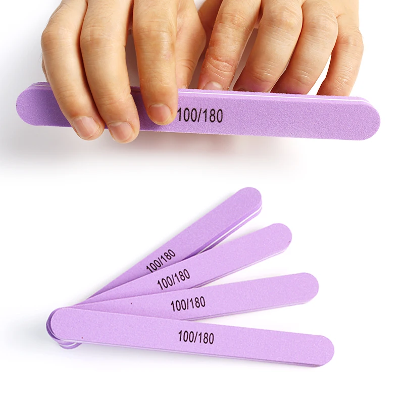 Wholesale Durable Doublesided Manicure Nailfile Custom Washable Purple Sponge Nail File 80/100