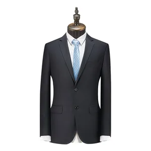 Customized Men's High-End Formal Suit Single-Breasted V-Neck Set 65% Polyester Fiber Breathable