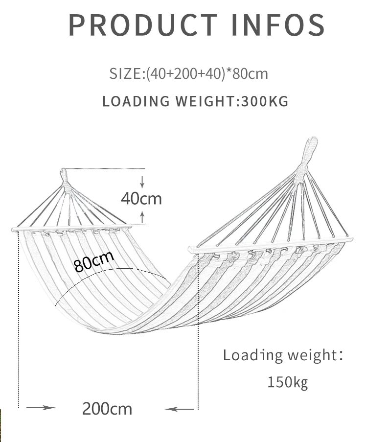 Outdoor Outdoor Leisure Striped Color Single Cotton Canvas Hammock With