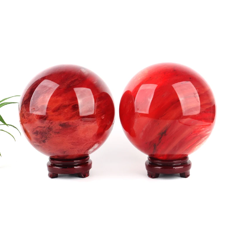 CHUSE Large Crystal Ball Red Smelting Stone Smelt Quartz Crystal Sphere for  Home Office