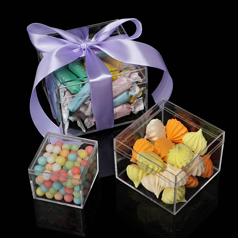 Square Clear Acrylic Case Acryl Candy Cube Box For Packing Wedding