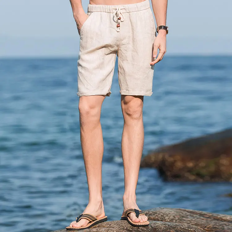 Fashion Men Clothes High Quality Linen Shorts Custom Logo Men's Shorts