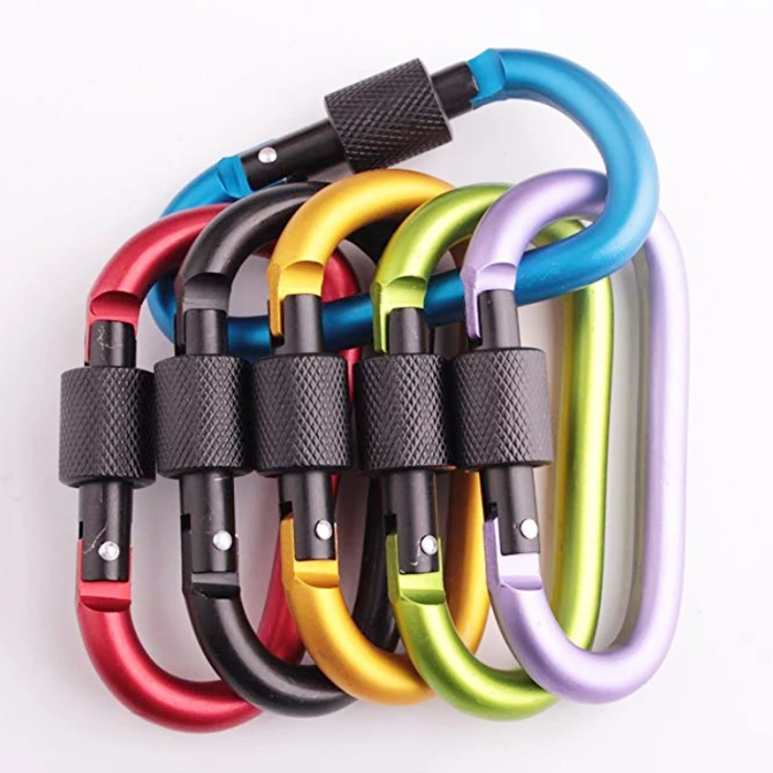 Bulk D Shaped Aluminum Carabiner Matte Black Charcoal Carabiner Key