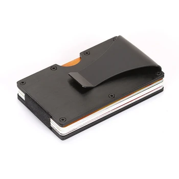 Minimalist Factory Price Black Aluminum Metal Slim Wallet With Money Clip Credit Anti RFID Card Holder