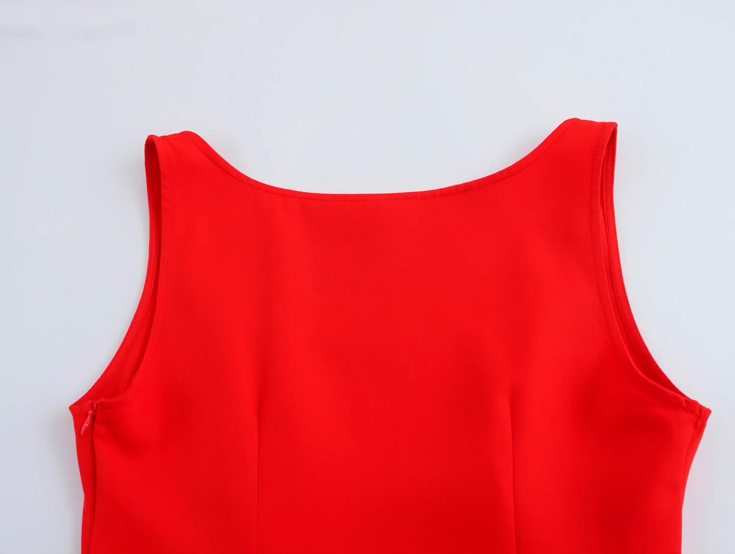 Square Collar Red Color Stylish Design Slim Fit Sleeveless Women Summer Short Mini Dress with Underwear