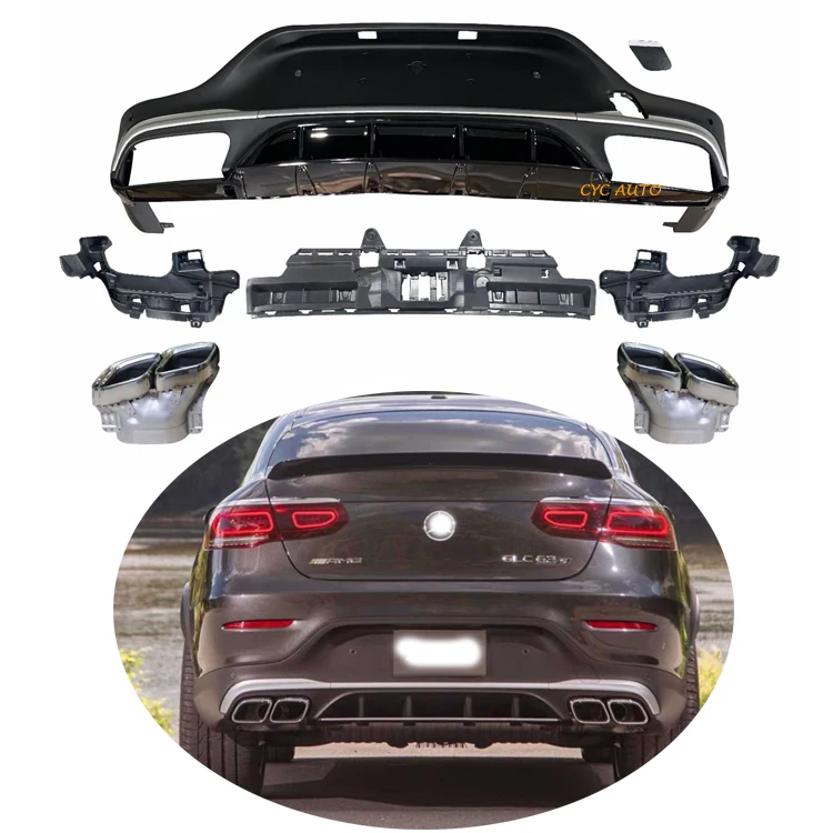 GLC X253 Modified Diffuser Coupe Class for Mercedes Benz GLC63S X253 Rear Diffuser with Exhasut Tips 2020