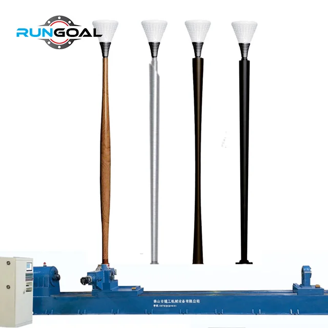 Rungoal Manufacturer Pipe Spinning Lathe for Park Courtyard Aluminum Light Pole Forming