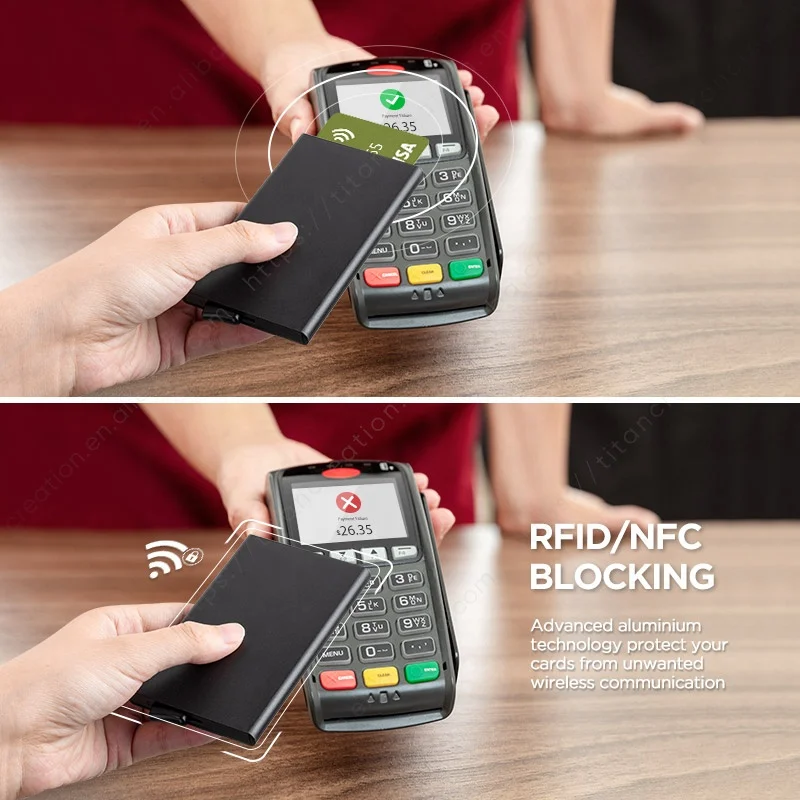 2023 Pop up Wallet Stealth Rfid Wallet Porte Carte Anti Piratage Metal Card Holder 5 Cards Men