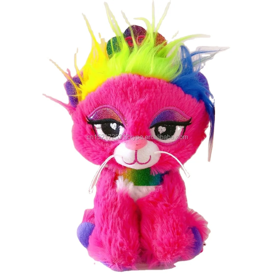 Beautiful Colorful Plush Cat Toys with Embroidered Eyelashes
