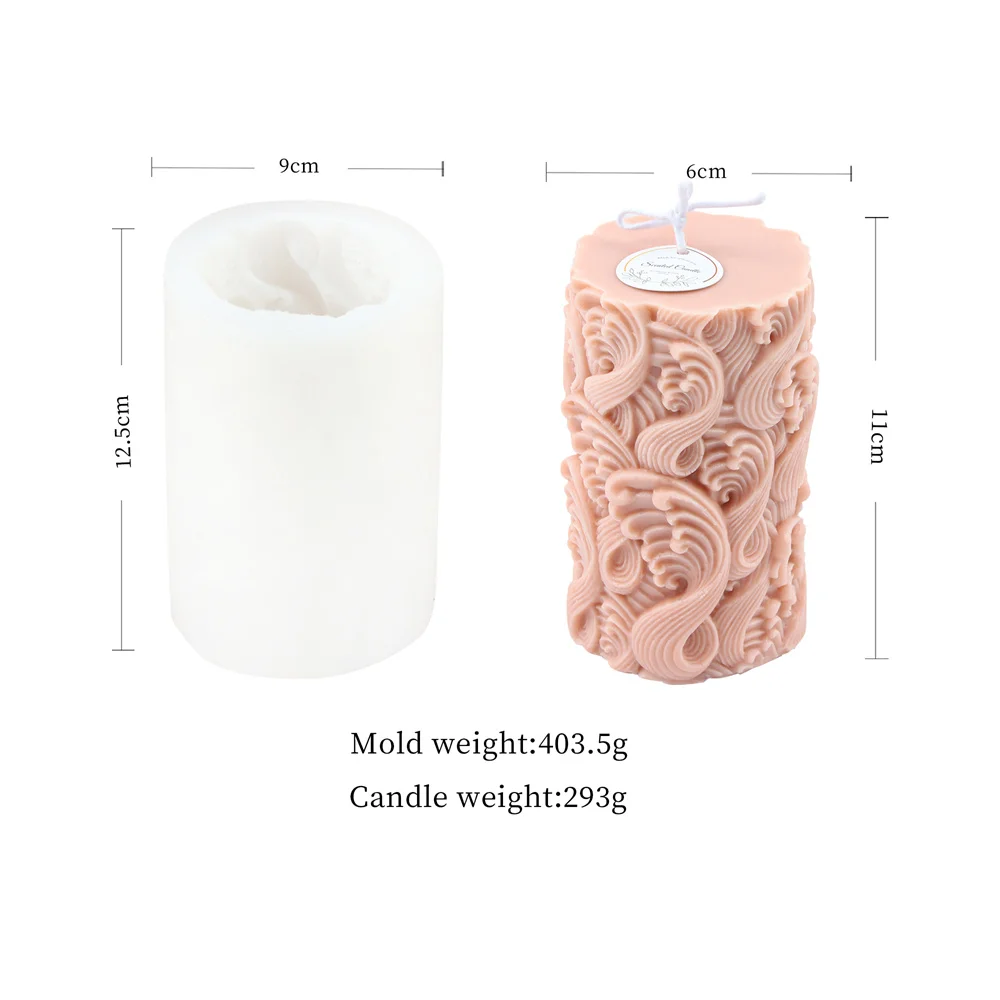 New Ideas Pretty Floral Pillar Candle Silicone Mold Unique Handmade Soy Wax Candle Mould