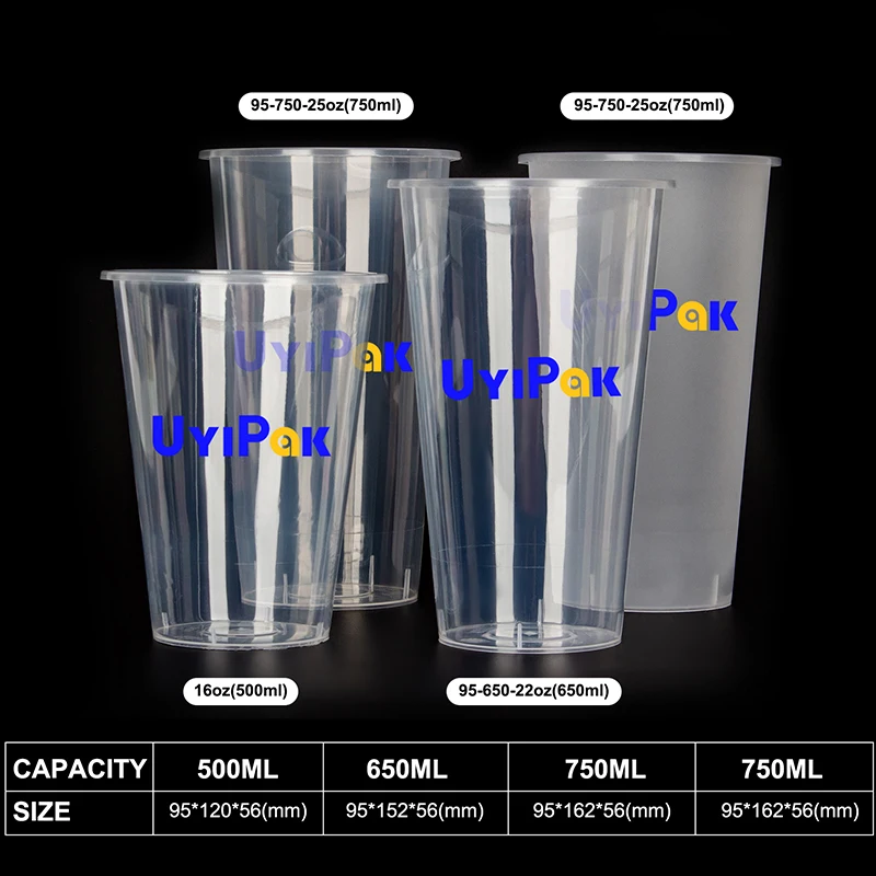 Printing Logo Cold Drinking Clear 1 Litre Disposable Plastic Cup for Custom