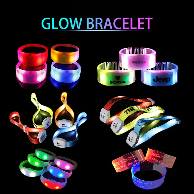 Sound Activated Flashing LED Wristband for Events Rave Party Silicone LED Bracelet for Festival by Voice Control