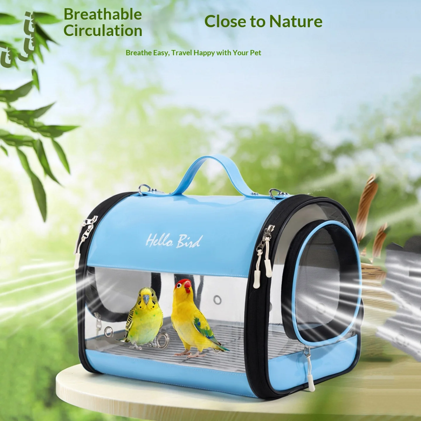 Hello Oxford Cloth Bird Carrier-Small Sunbird Bag Cockatiel Budgie Cross-Body Transparent Outdoor Handbag for Small Pets