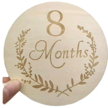 baby monthly milestone wooden sign round-shaped milestone month card wooden baby milestone cards