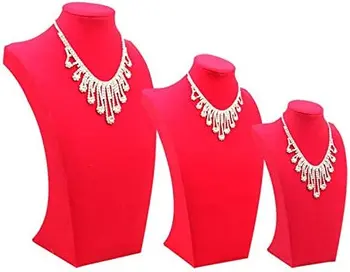 Red Velvet Jewelry Accessories Stand For 3 Dimensional Necklace Display ...