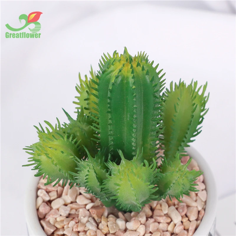 Set of 4 Artificial Cactus Lotus Plants Ceramic Pot With Bamboo Tray Real Touch Succulents Shelf Decor