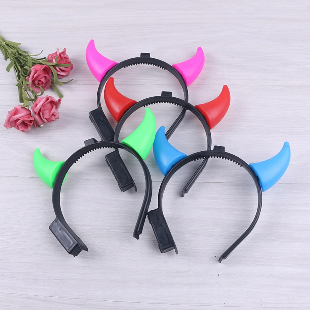 Led Lighted Devil Double Horns Headband Red Blue Devil Horn Headband