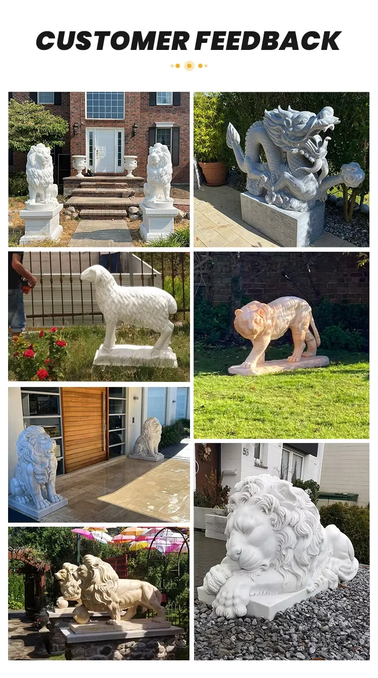 Outdoor Decoration Hand Carving Large Outdoor Stone Garden Lion Sculptures Marble Lion Statues