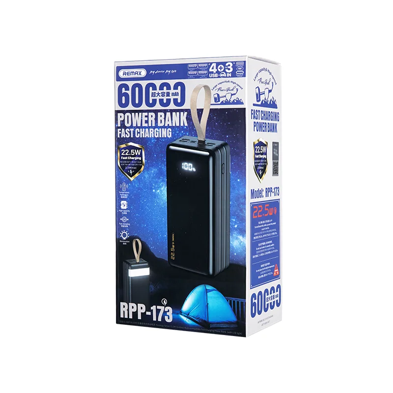  REMAX RPP-173 22 5 W солнечное зарядное устройство 60000 мАч Power