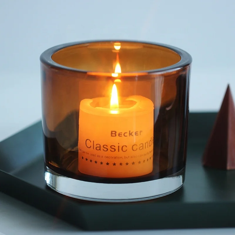 8OZ Candle Holder Clear Double Wall Glass Candle Jar With Custom Color