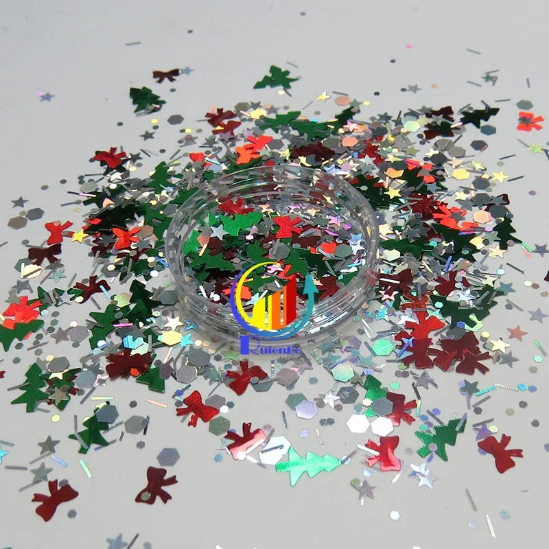 Лидер продаж, цветочные блестки, голографические блестки, переливающиеся блестки, цветы для поделок из смолы, чашка, Рождественское украшение