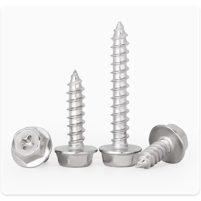 product best quality license plate screw corrosion resistance stainless steel cross recessed slotted hex flange head self tapping screw-62