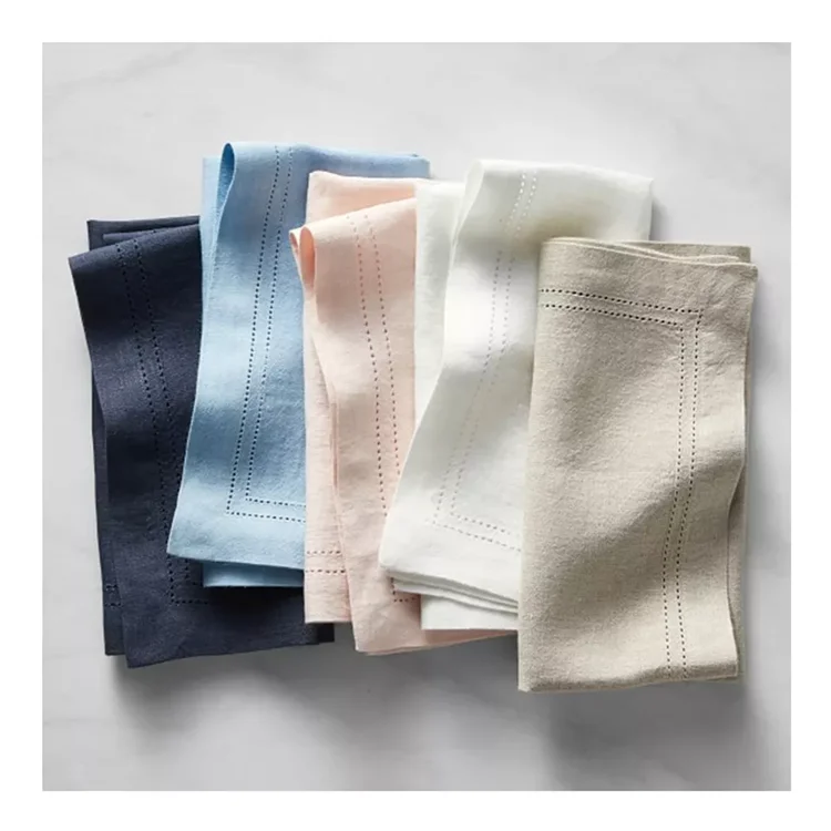 Однотонная салфетка с окантовкой, салфетка из 100% льна и льна