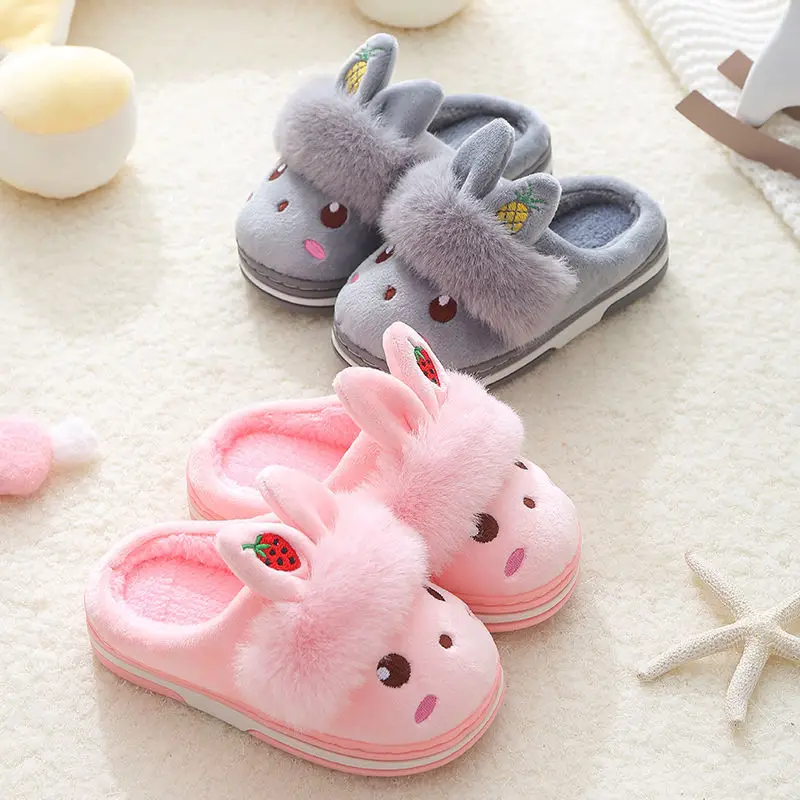 Детские хлопковые тапочки Осень-зима для мальчиков и девочек детские зимняя Нескользящая шерстяная теплая Домашняя обувь