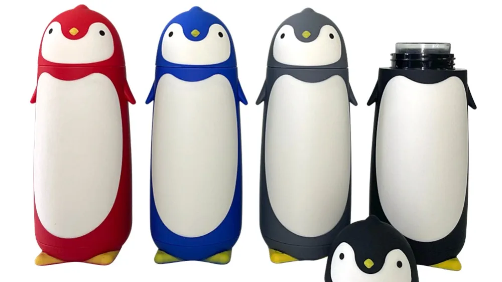 Wholesale Glass Water Bottles 300ml Cartoon Penguin Glass Water Bottle