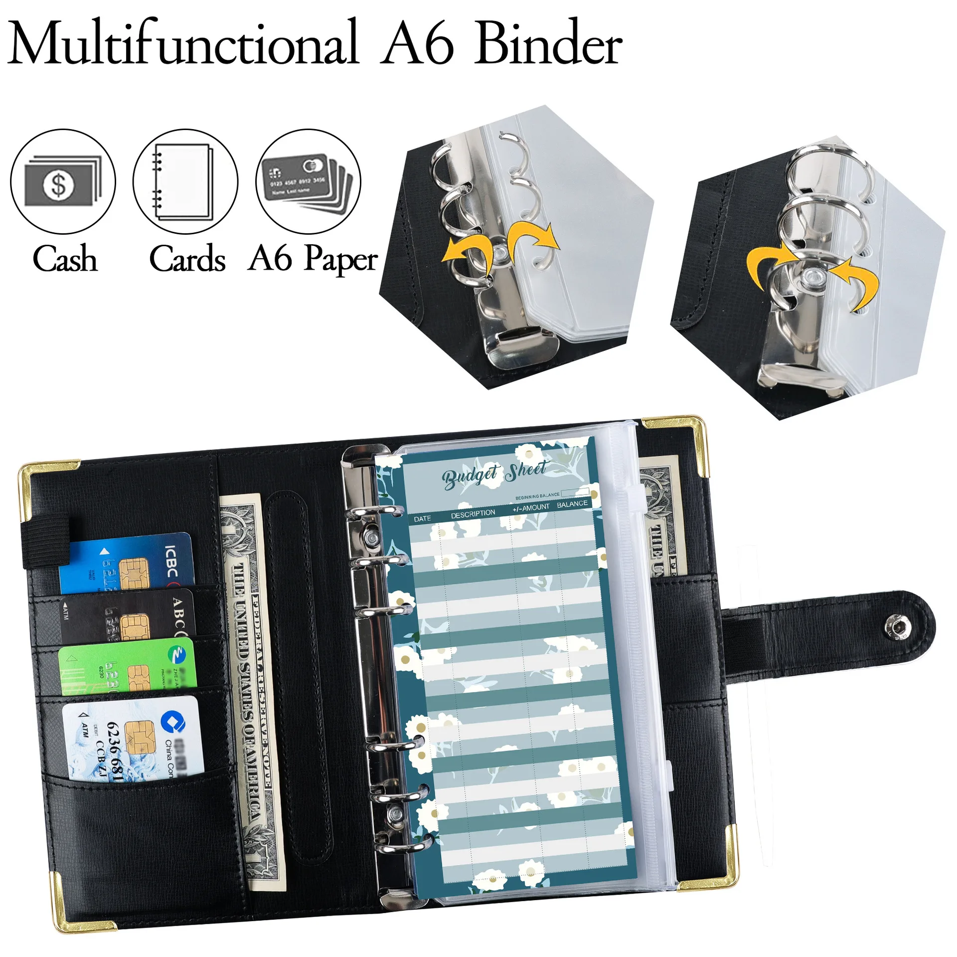 Stationary Gift Set A6 Binder Budget Planner Cash Leather Journal Dairy