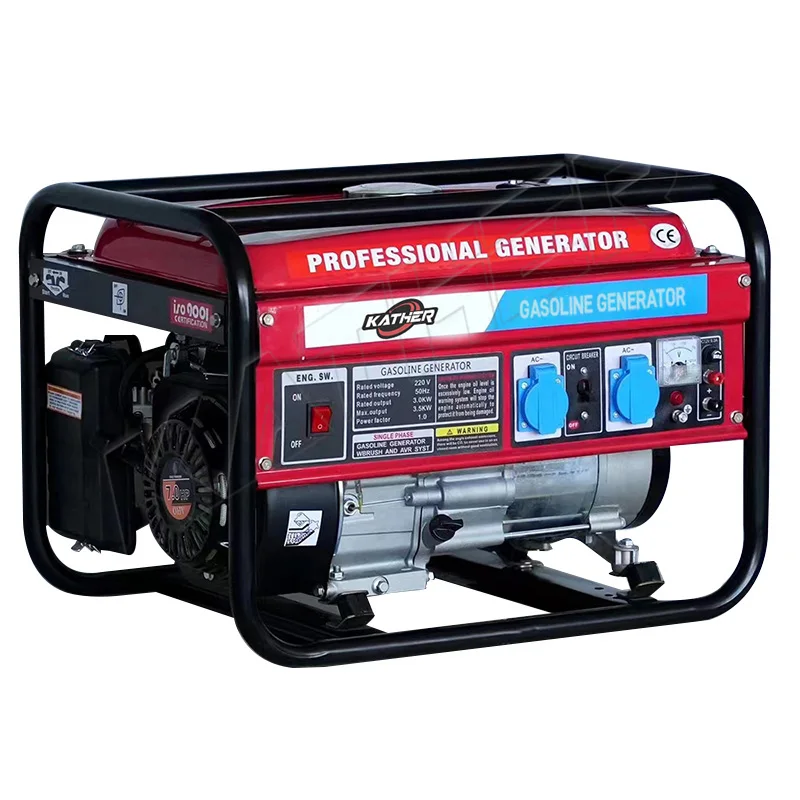 KATHER hordozható kültéri elektromos generátor 3kW/5kW/8kW/8500W/10000W benzinmotoros hálózat hajtómű kempingezéshez 4 ütemes motor 50Hz
