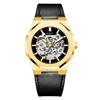 black leather strap with golden case