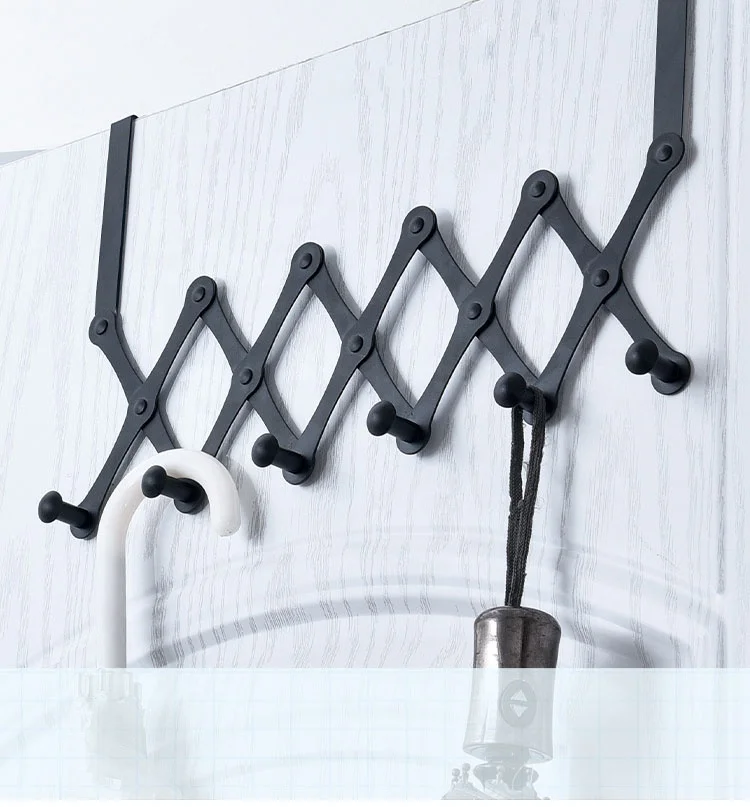 Hook Rack Black Metal Accordion Multi Wall Hooks Stainless Steel