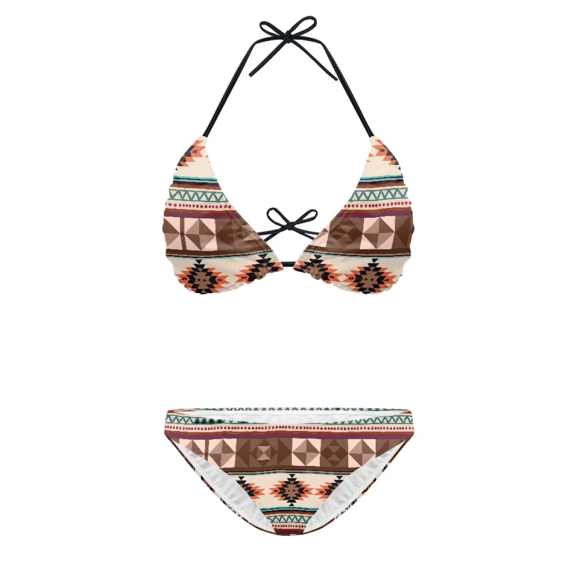 Navajo Aztec Tribal Patterns Halter Straps Bikinis for Women Customized Print Sexy Bathing Suit Sets Dropship Swimming Swimwear