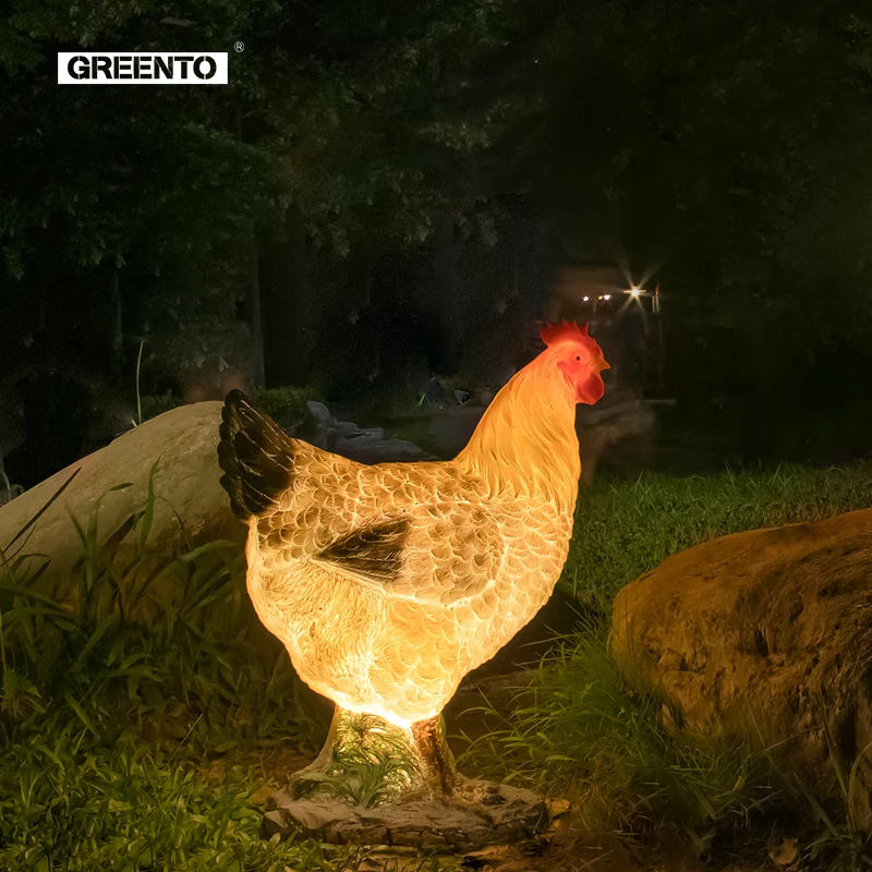 Cock & Hen Style LED Animals Lamp Creative Outdoor Garden Lights Garden Light for Balcony Yard Decoration Solar Resin Lamp