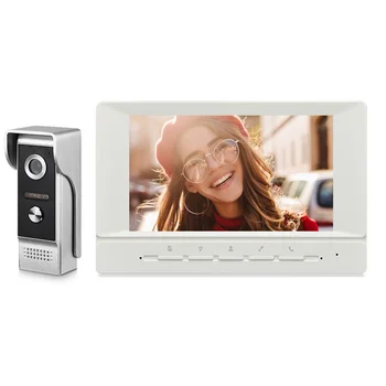 Wired Video Doorbell Intercom with Monitor System HD Camera Doorbell with 7 Inch Screen Support Unlock Monitoring for Villa Home