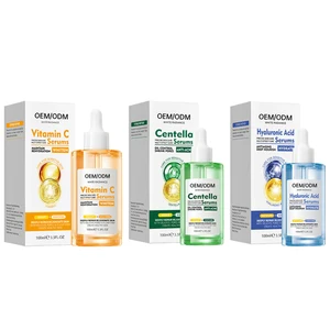 OEM ODM 100ml Natural Organic Anti-Aging Facial Serum Centella Hyaluronic Acid VC Skin Care Whitening Pore Shrinking Moisturizer