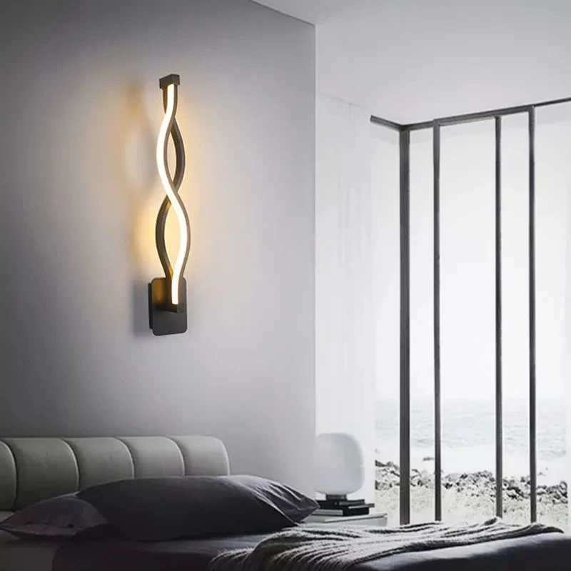 LED Wall Lamp Nordic New Bedside Wavy Wall Light Simple 16W Iron Lighting to Aisle Corridor Decorations Lamps Home Decor Sconces - Image 3