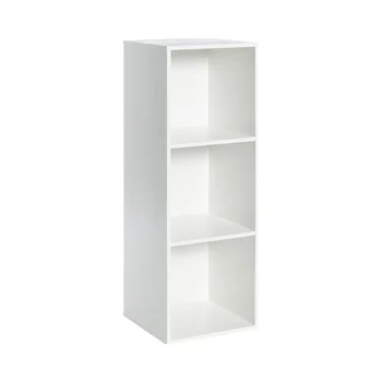 White Oak Wooden 3-Cube Storage Organizer with Closed Back Panel Bookshelf Display Shelf Closet Cabinet for Home Office School