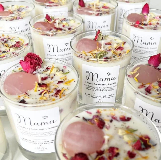 Custom Glass Private Label Luxury Crystal Gift Organic Soy Wax Candles Aromatherapy Dry Flower Scented Candles