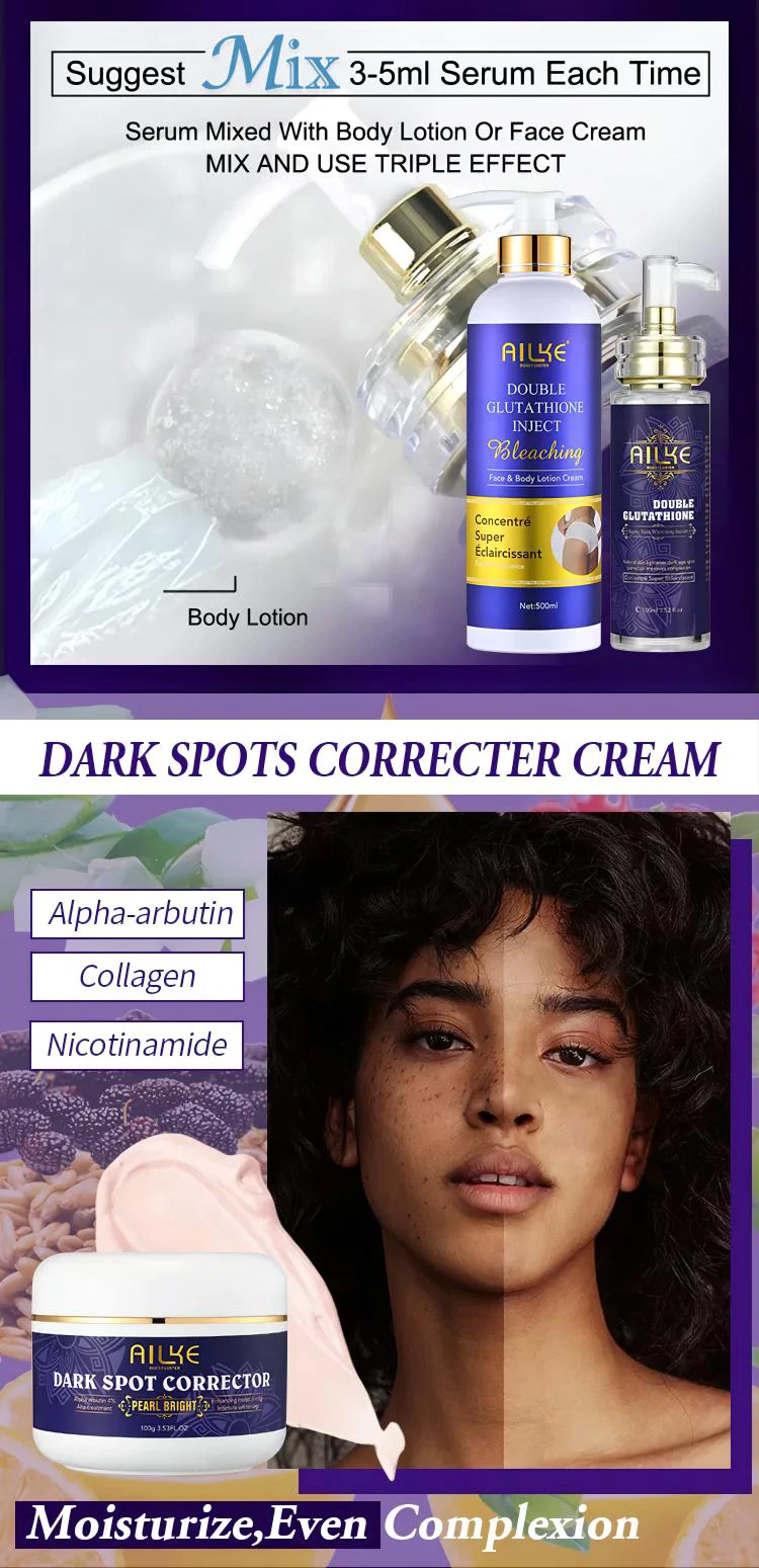 Hot Selling Doubleglutathione Whitening Serum Dark Spot Face Cream