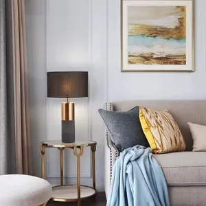 Modern Minimalist LED Night Light Black Gold Fabric Lampshade Luxurious Light Bedside Lamp for Bedroom Living Room Plug-In