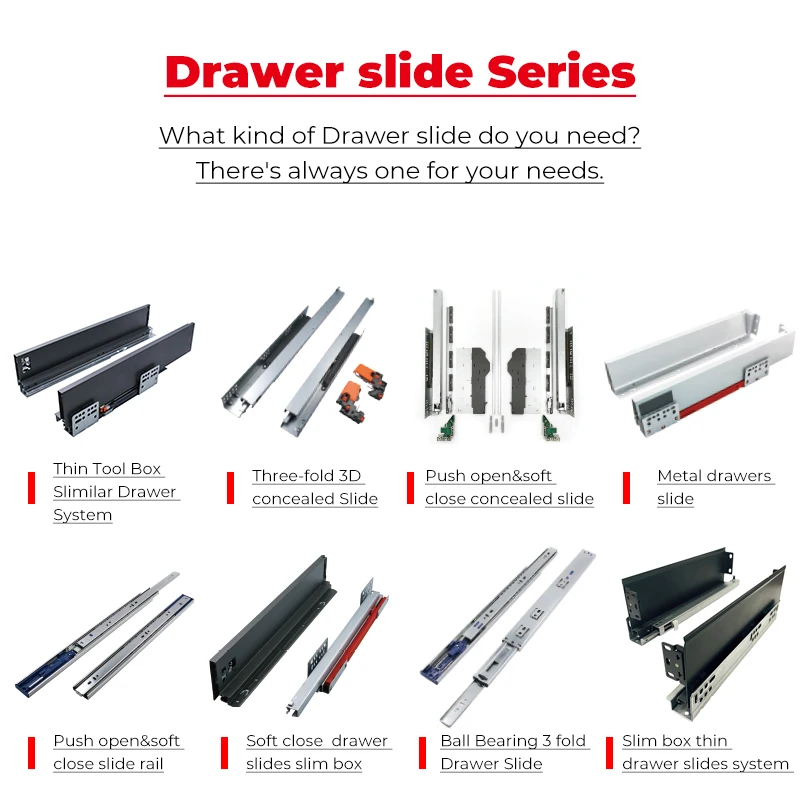 Temax Push Open and Soft Close Cabinet Hardware Kitchen Drawer Slides Concealed Drawer Slide Rail
