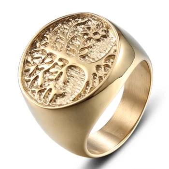 Custom Gold Silver Black Stainless Steel Titanium Plain Engraved Logo Signet Custom Ring