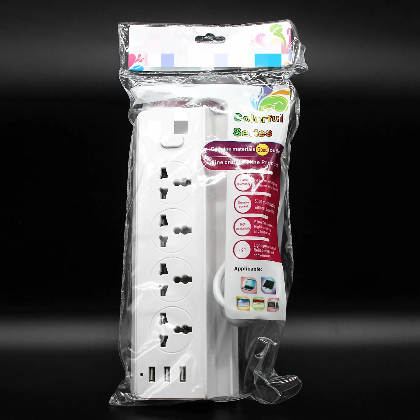 Surge Protection 3 USB US Plug Durable Plastic Multi Plug Sockets
