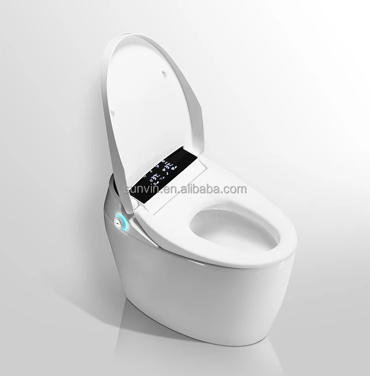 Ceramic S-Trap Siphonic One -Piece Toilet Hotel Bathroom Sanitaryware Smart Toilet Seat Light Luxury Public Toilet