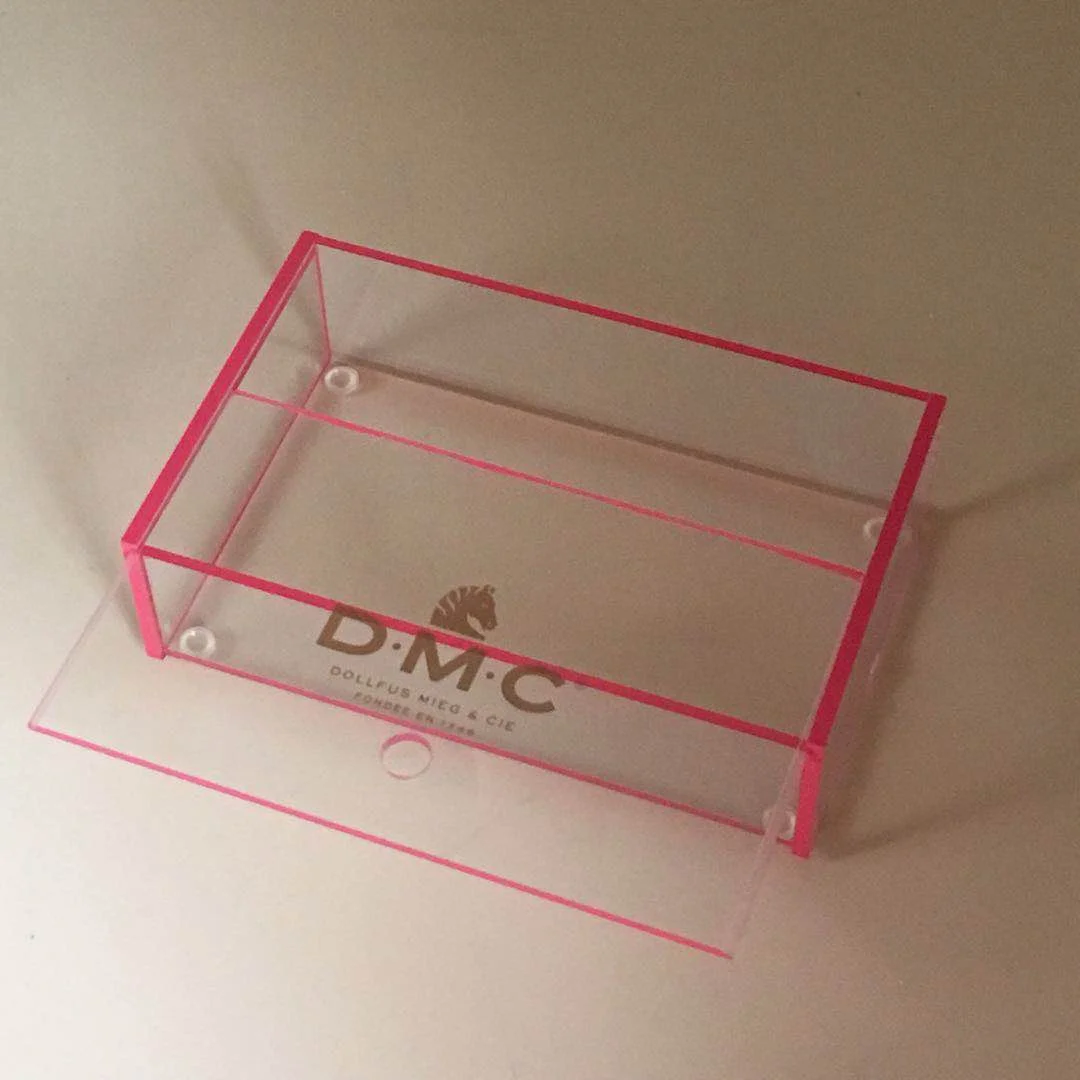 Rectangle Custom Red Edges Box Clear Gift Box Acrylic Storage Box With