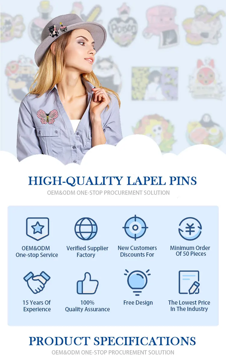 Kunshan manufacture OEM metal lapel new design anime cartoon charm hard enamel pin custom manufacture