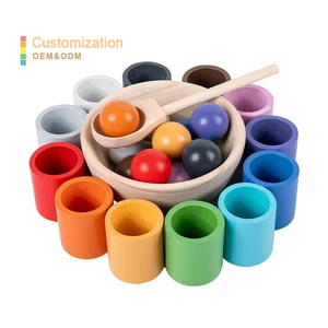 Wooden Rainbow Sorter Educational Balls Cups for Baby Preschool Montessori Spielzeug for Learning Counting Sorting Counting Toy