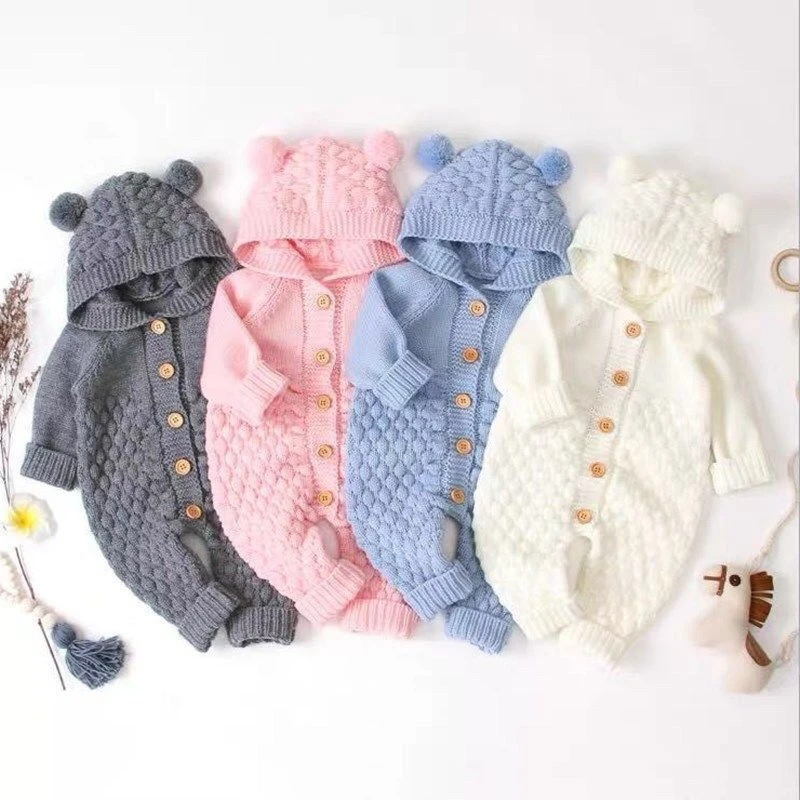 Winter Newborn Romper and Knitted Sleeves Jumpsuit